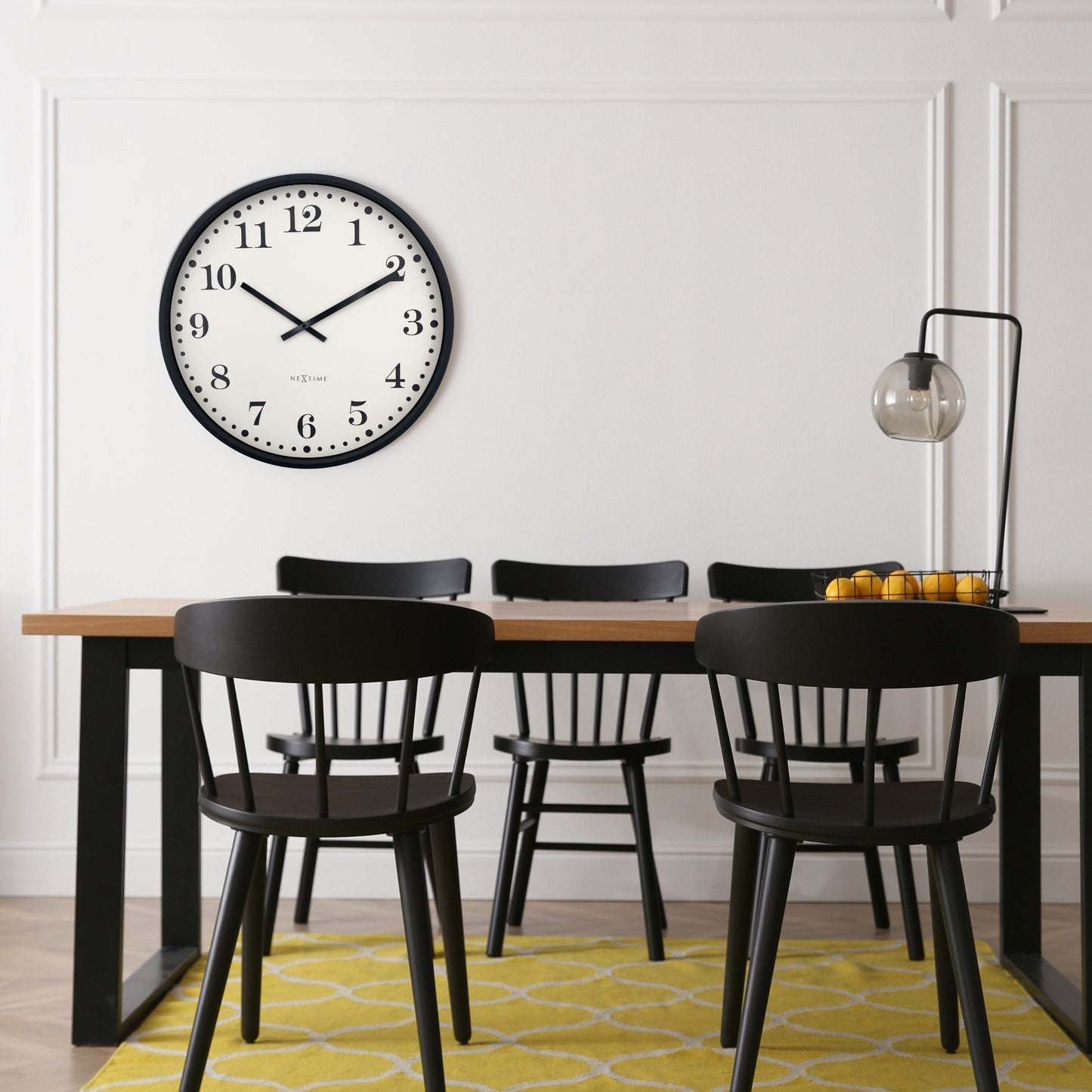 Wall clock 50cm-Silent-Black/White-Plastic-NeXtime 'Dickens Large'