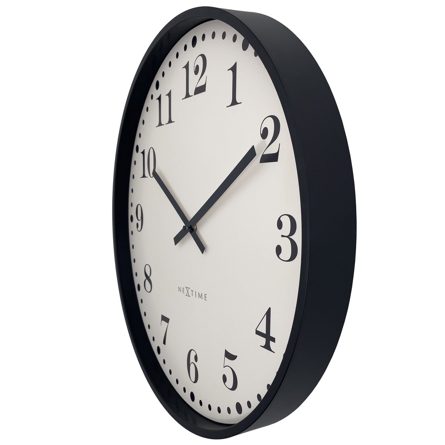 Wall clock 50cm-Silent-Black/White-Plastic-NeXtime 'Dickens Large'