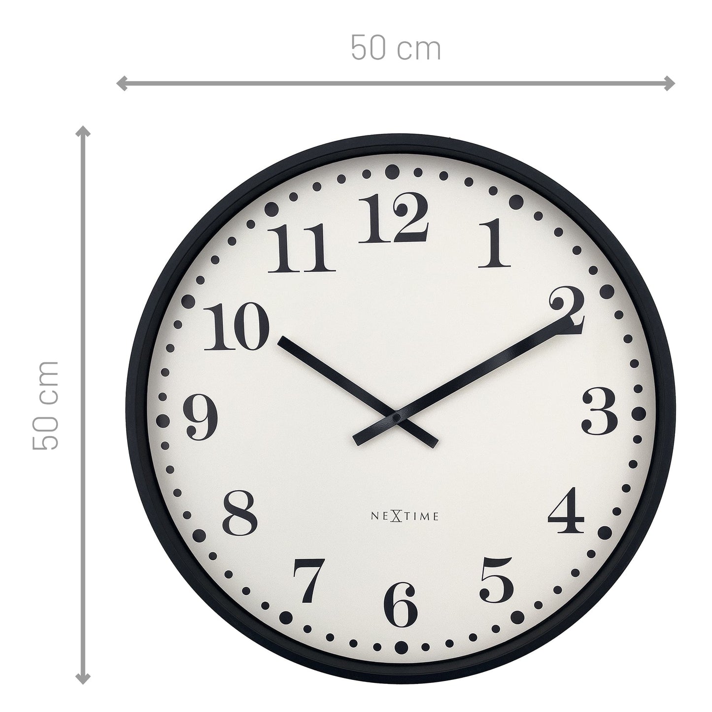 Wall clock 50cm-Silent-Black/White-Plastic-NeXtime 'Dickens Large'