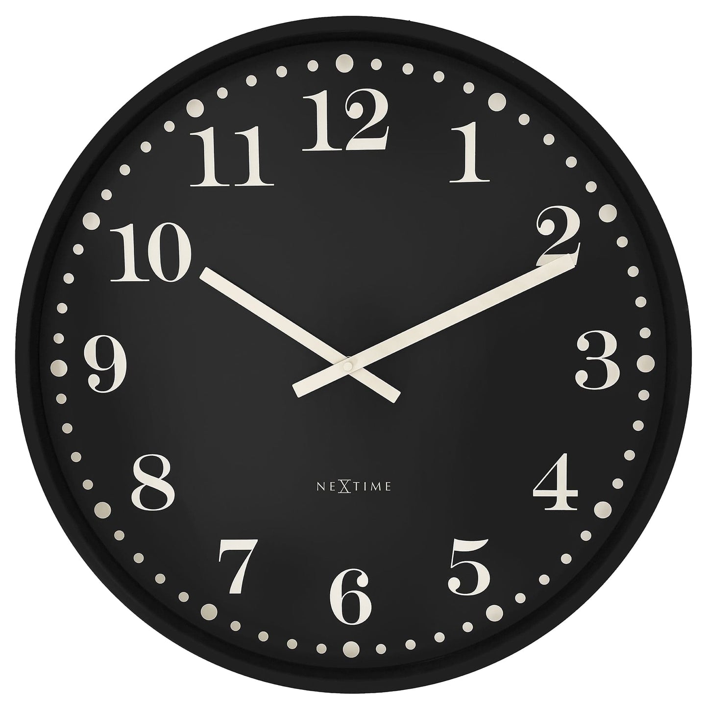 Wall clock 50cm-Silent-Black/White-Plastic-NeXtime 'Dickens Large'