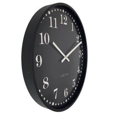Wall clock 50cm-Silent-Black/White-Plastic-NeXtime 'Dickens Large'