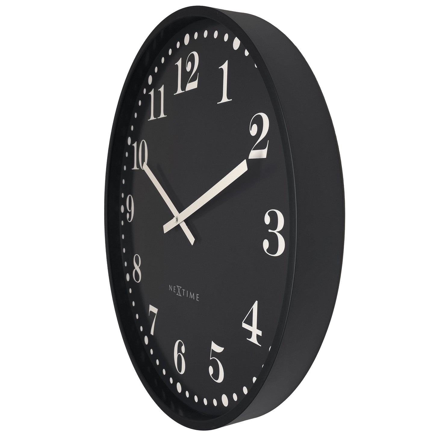 Wall clock 50cm-Silent-Black/White-Plastic-NeXtime 'Dickens Large'
