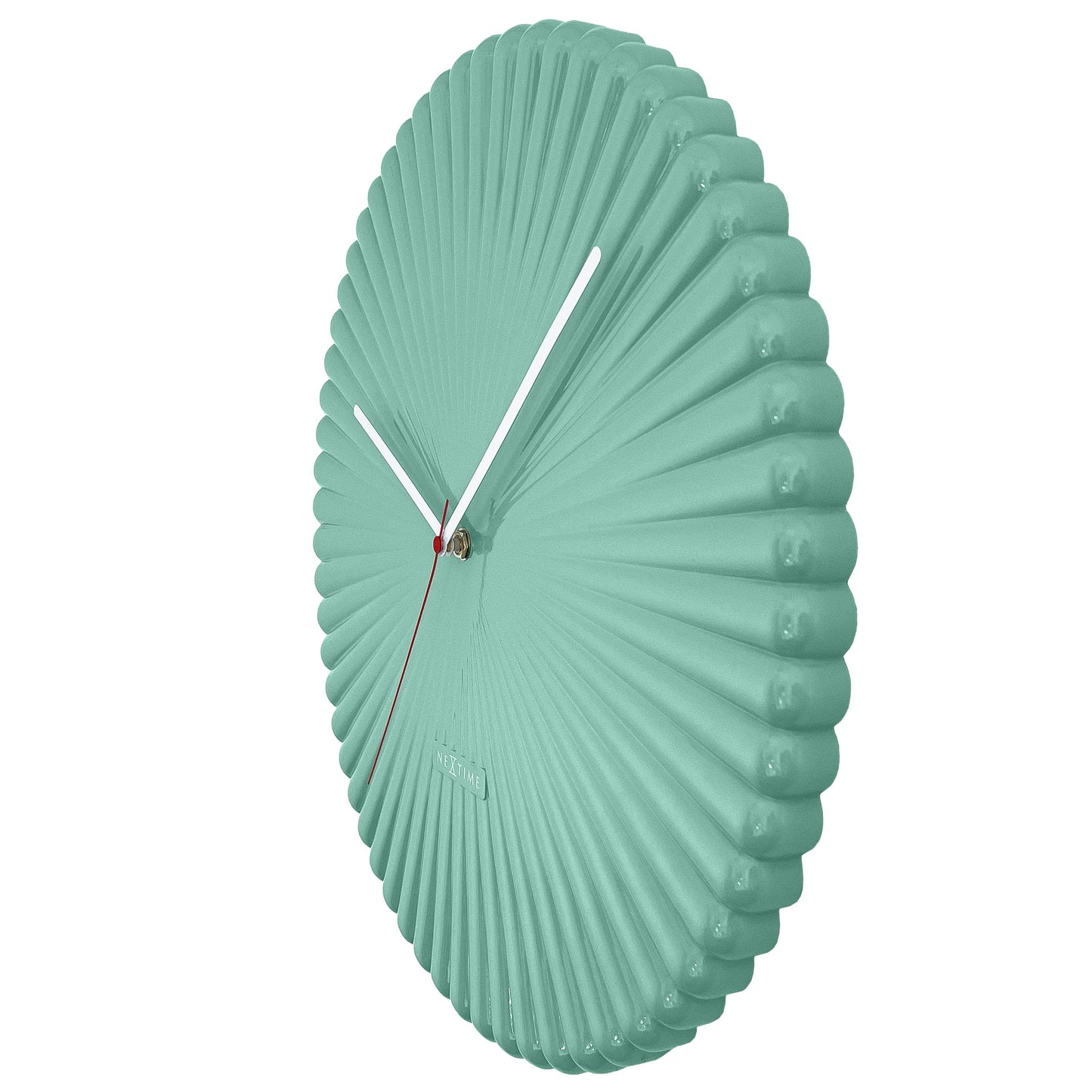 Wall clock 40cm-Silent-White/Green-Polyresin-NeXtime 'Mousse'