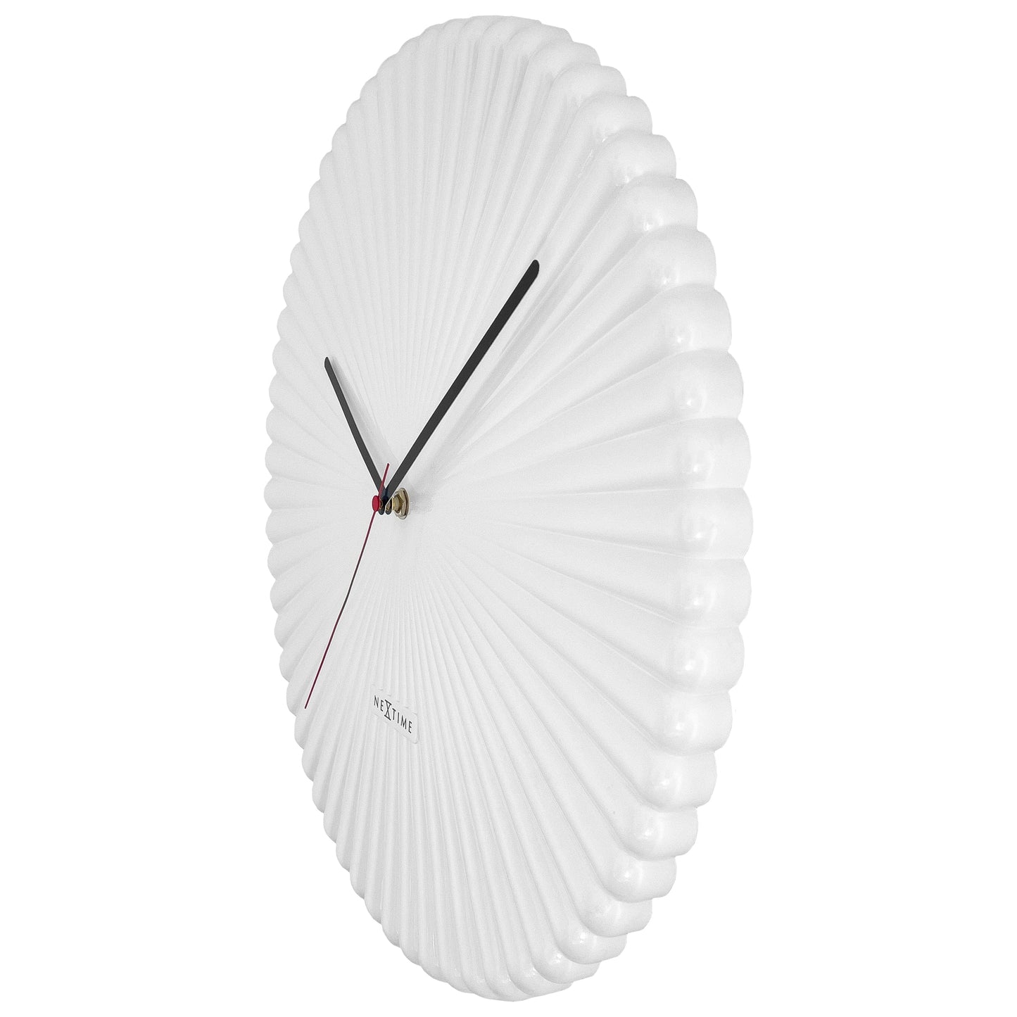 Wall clock 40cm-Silent-White/Green-Polyresin-NeXtime 'Mousse'