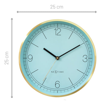 NeXtime wandklok Bolero, 25 cm, turquoise, wit en zwart, metalen design, stille klok voor muurdecoratie