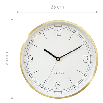 NeXtime Bolero wandklok van 25cm met turquoise, wit en zwart metalen wijzers, stil en modern design.