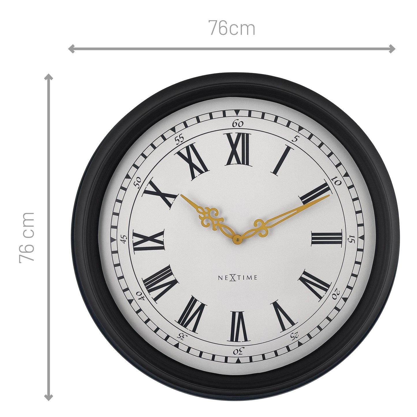 Wall clock 76cm-Black/Grey-Plastic-NeXtime 'Chopin Large'