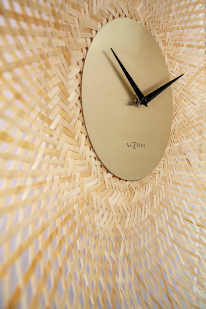NeXtime Vortex wall clock, 60cm, silent movement, brown and black bamboo design, modern decorative timepiece