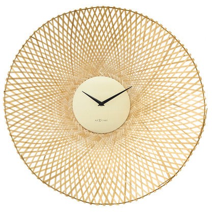 NeXtime Vortex wall clock, 60cm, silent movement, brown and black bamboo design, modern home decor clock.