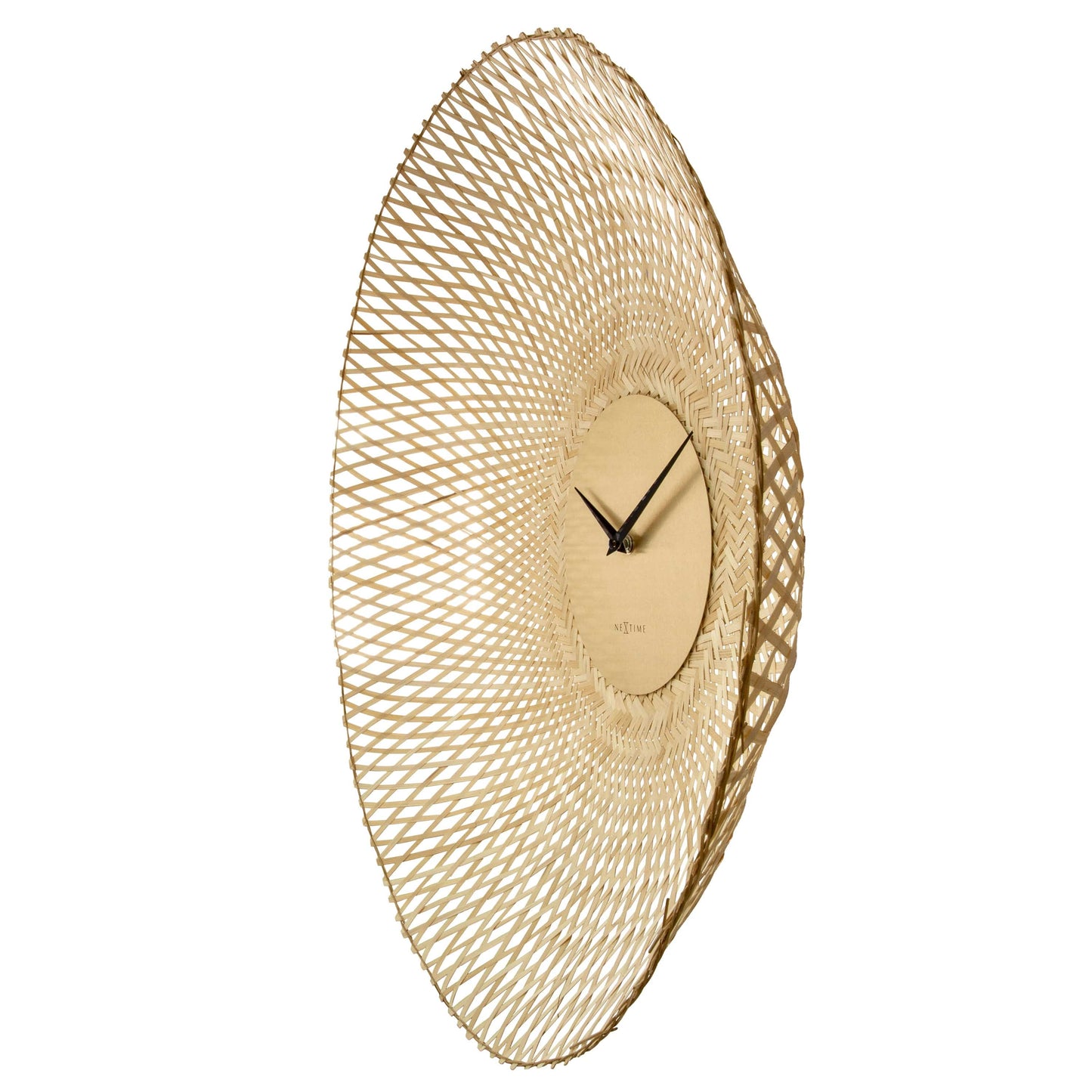 Wall clock 60cm-Silent-Brown/Black-Bamboo-NeXtime 'Vortex'