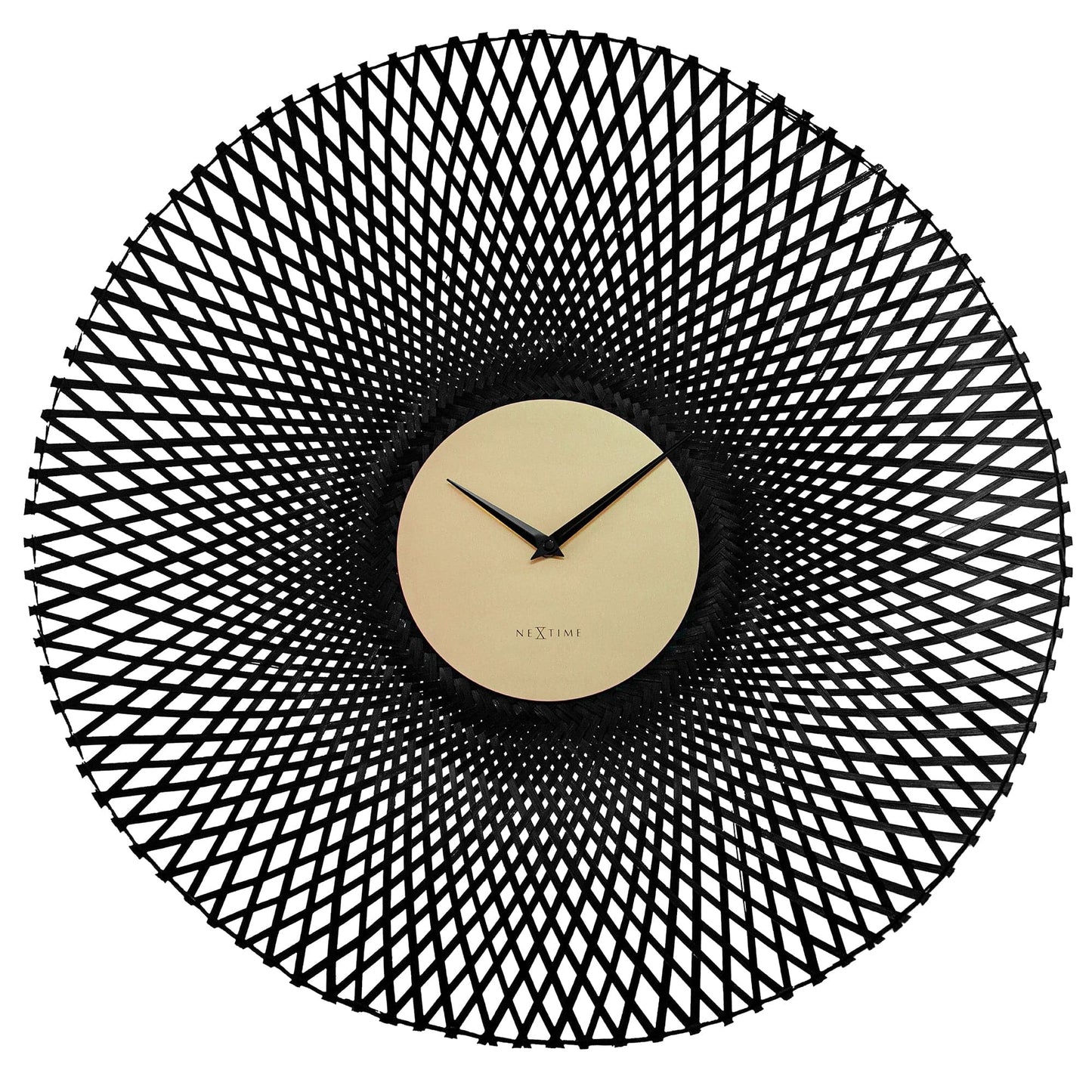 Wall clock 60cm-Silent-Brown/Black-Bamboo-NeXtime 'Vortex'