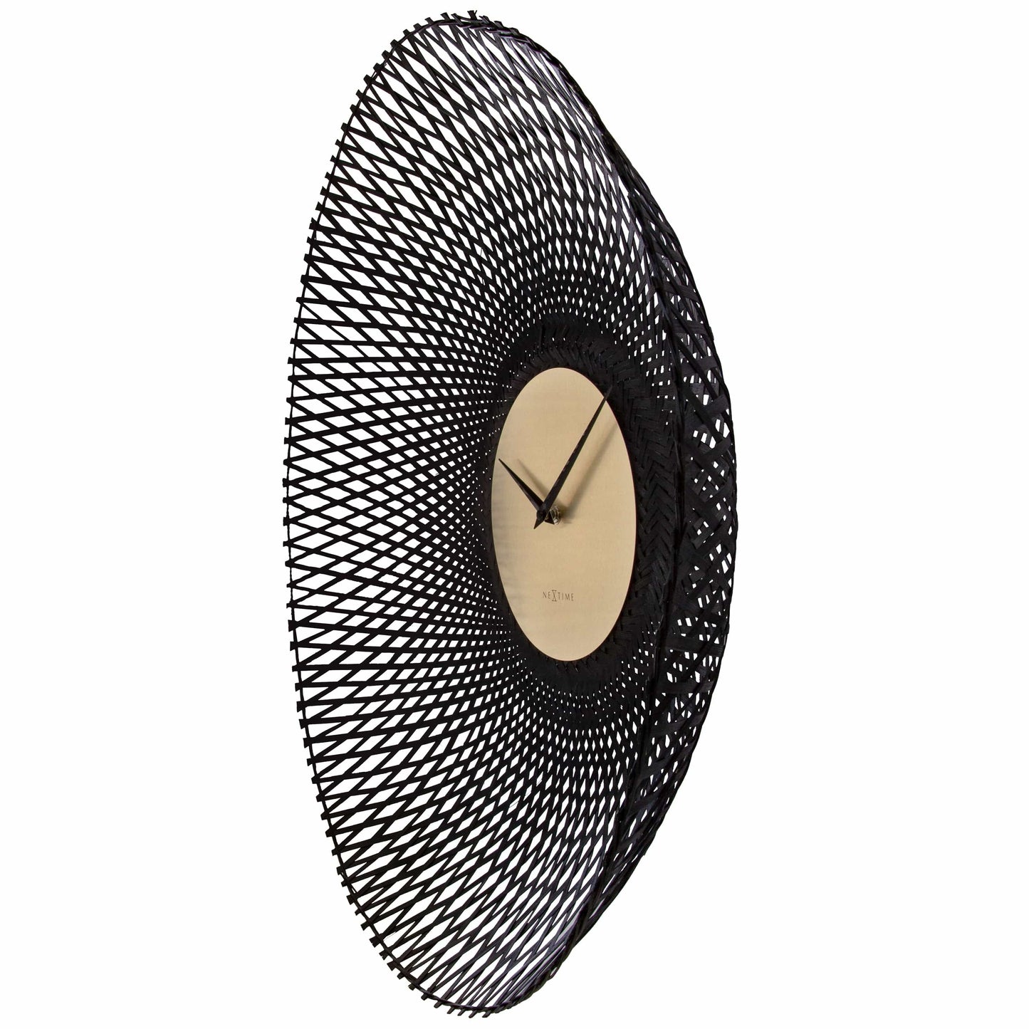 Wall clock 60cm-Silent-Brown/Black-Bamboo-NeXtime 'Vortex'