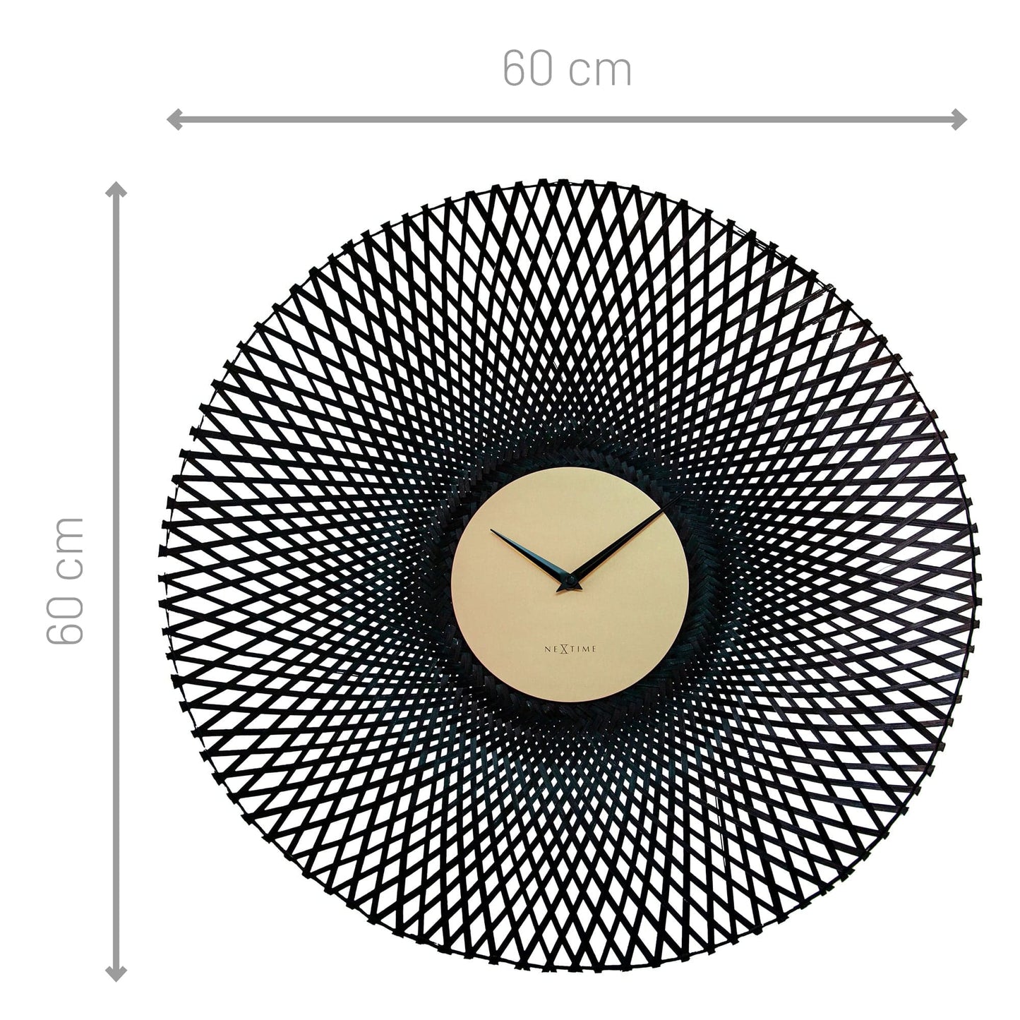 Wall clock 60cm-Silent-Brown/Black-Bamboo-NeXtime 'Vortex'