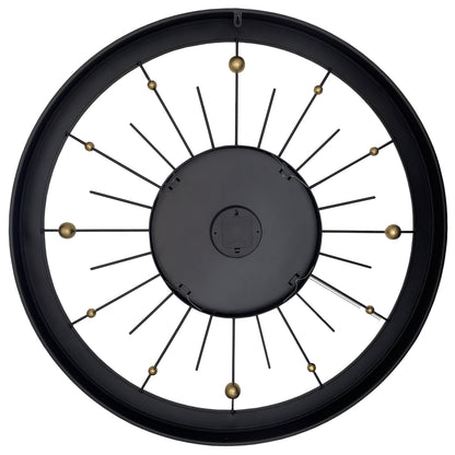 Large black metal NeXtime Orbit wall clock, 90cm silent design with modern round face and minimalist style.