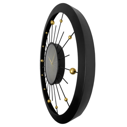 Black metal wall clock from NeXtime Orbit Large series, 90cm diameter, with a silent movement and modern design.