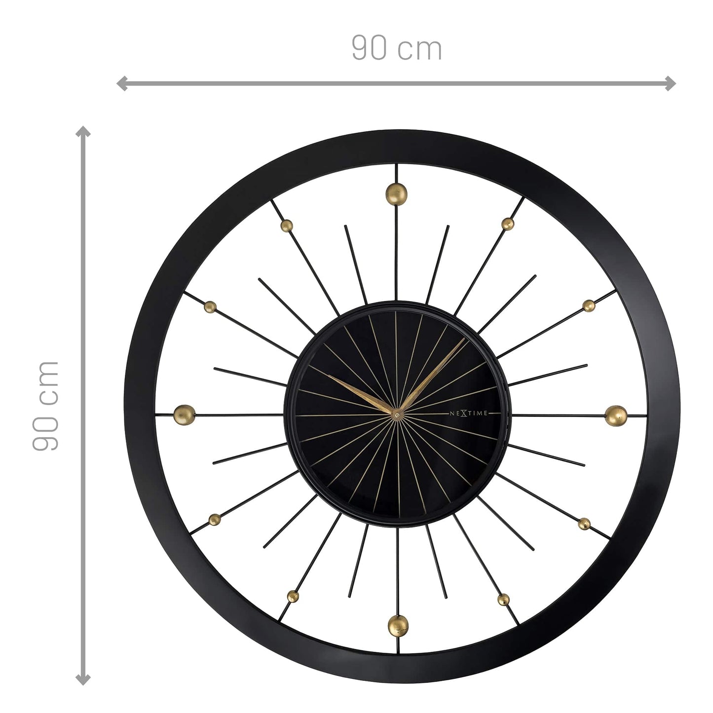 Wall clock 90cm-Silent-Black-Metal-NeXtime 'Orbit Large'