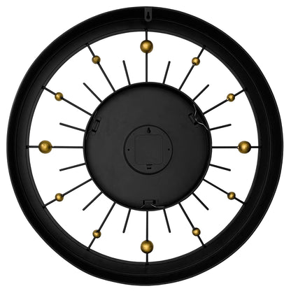 Black NeXtime Orbit wall clock, 60cm diameter, silent metal design with modern style, suitable for contemporary home decor.