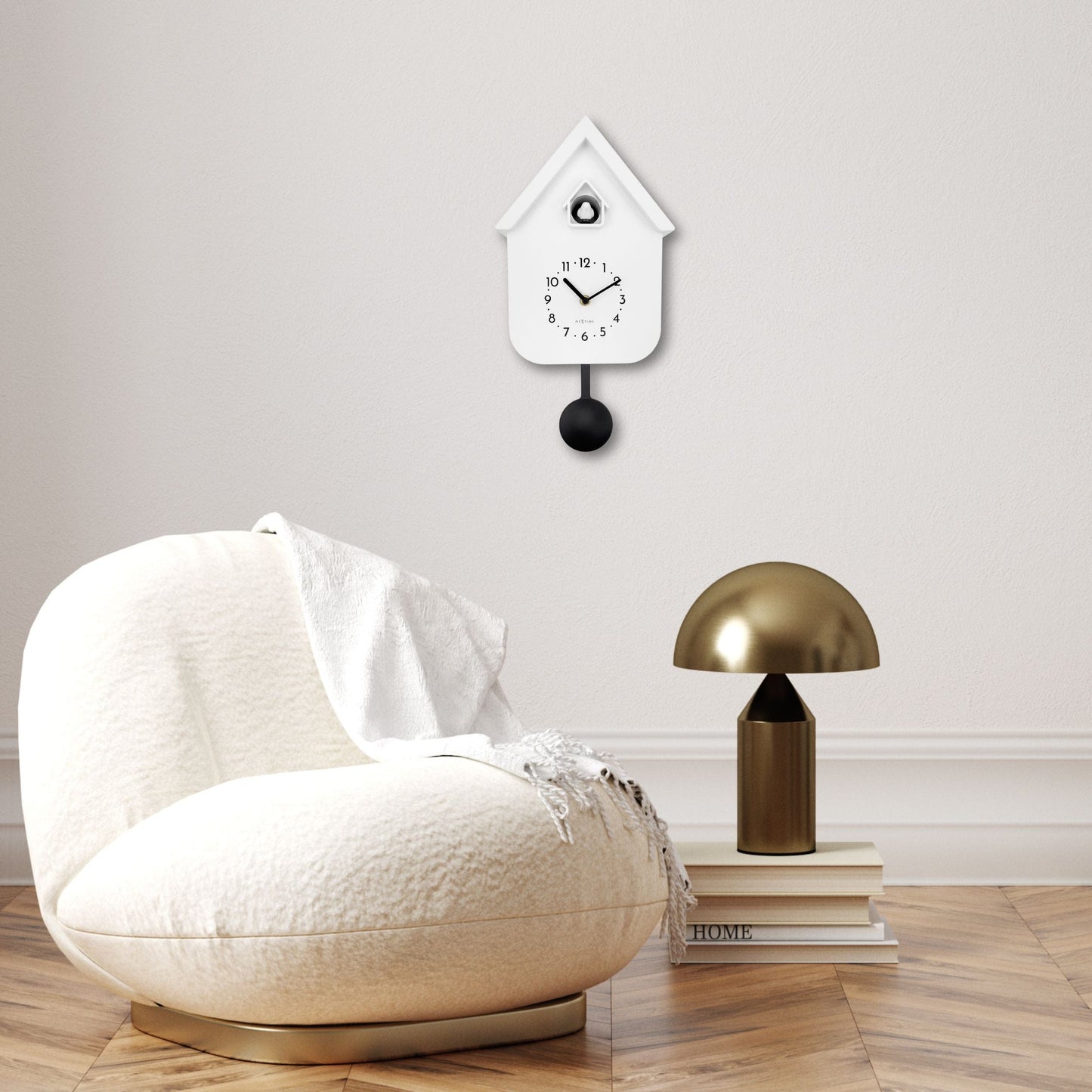 Wall clock 21.5x41.5x8.5cm - Pendulum - Cuckoo -NeXtime 'Twitter'