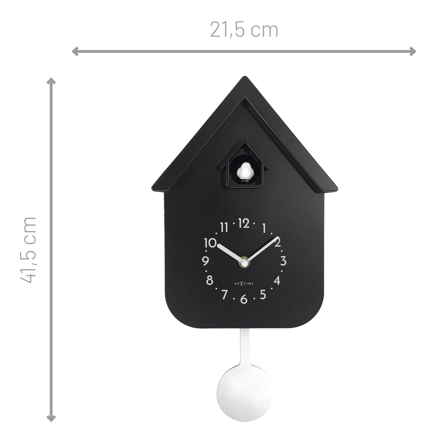 Wall clock 21.5x41.5x8.5cm - Pendulum - Cuckoo -NeXtime 'Twitter'