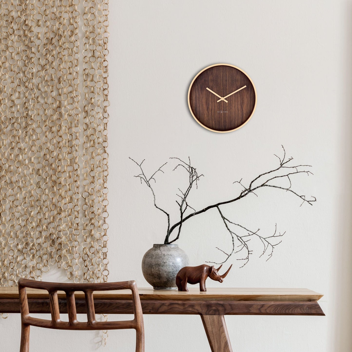 Wall clock 30cm-Silent-Dark Brown/Light Brown-Plastic-NeXtime 'Oslo'