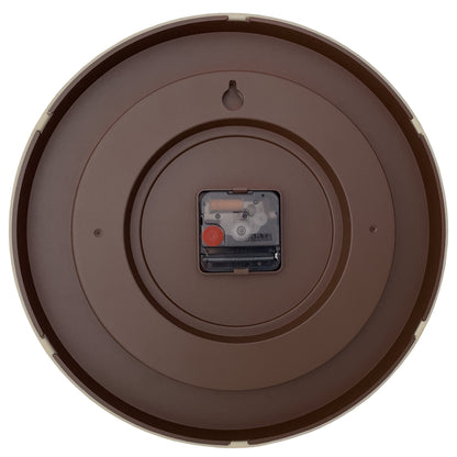 NeXtime Oslo wall clock, 30cm, silent operation, dark brown and light brown plastic design, viewed from the back.