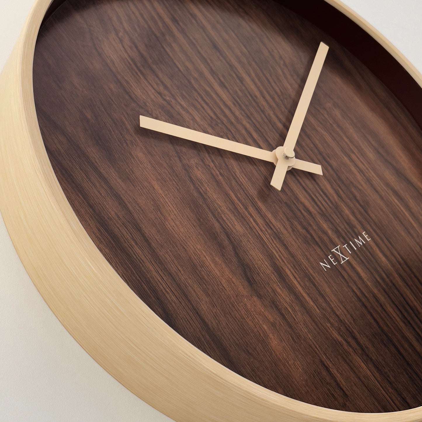 Wall clock 30cm-Silent-Dark Brown/Light Brown-Plastic-NeXtime 'Oslo'