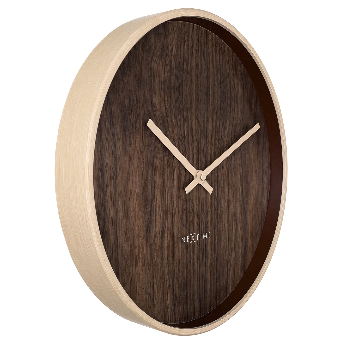 Wall clock 30cm-Silent-Dark Brown/Light Brown-Plastic-NeXtime 'Oslo'