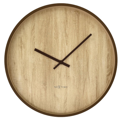 NeXtime Oslo Large wall clock, 50cm, silent operation, dark and light brown plastic design, stylish home decor clock