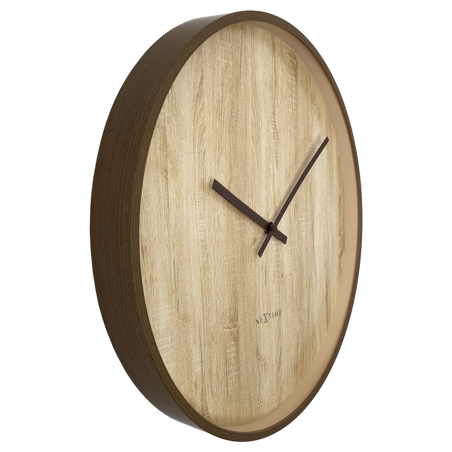 Wall clock 50cm-Silent-Dark Brown/Light Brown-Plastic-NeXtime 'Oslo Large'