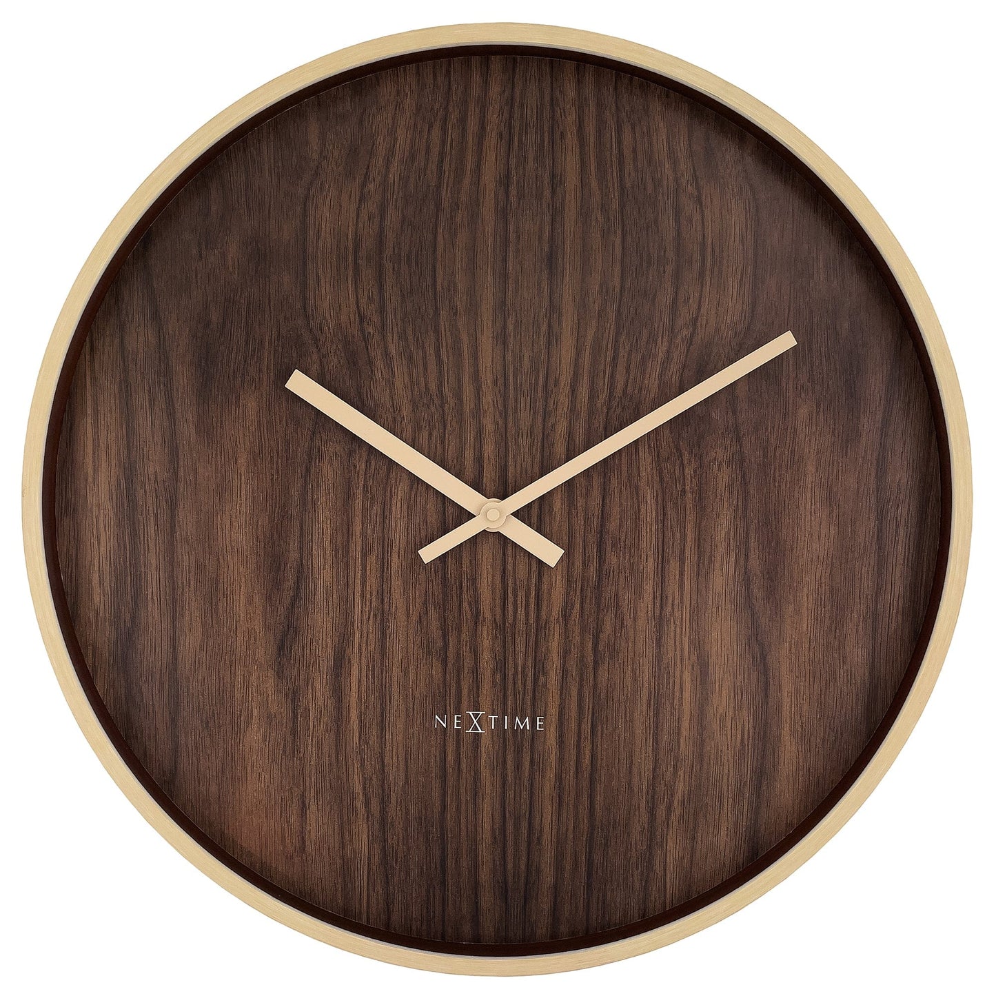 Wall clock 50cm-Silent-Dark Brown/Light Brown-Plastic-NeXtime 'Oslo Large'