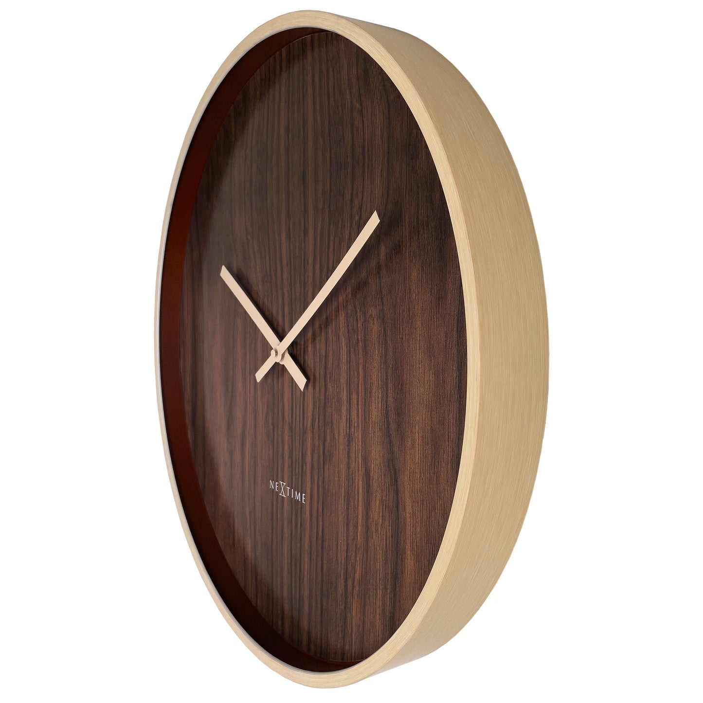 Wall clock 50cm-Silent-Dark Brown/Light Brown-Plastic-NeXtime 'Oslo Large'