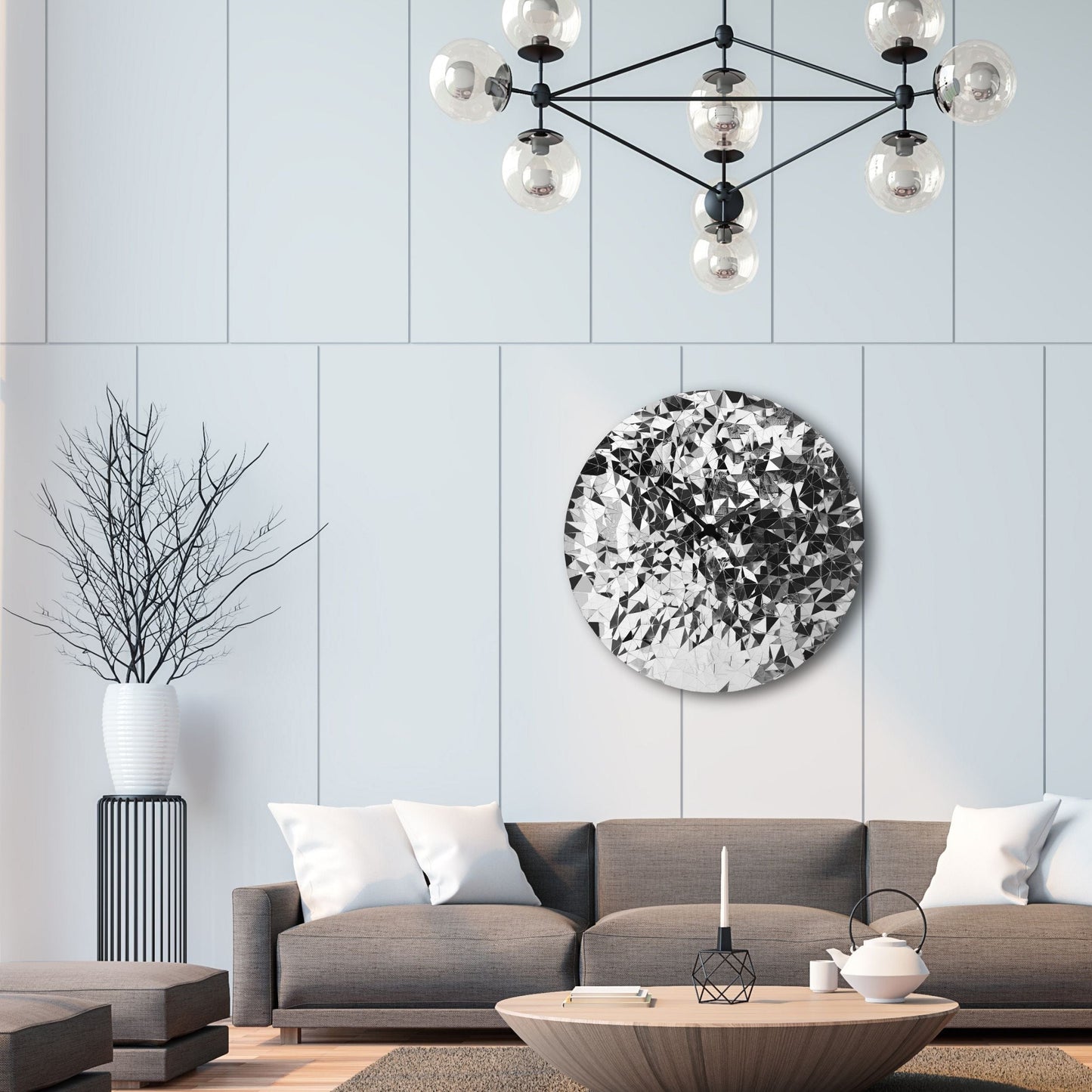 Wall clock 80cm-Silent-Chrome-Stainless Steel-NeXtime 'Fragments'