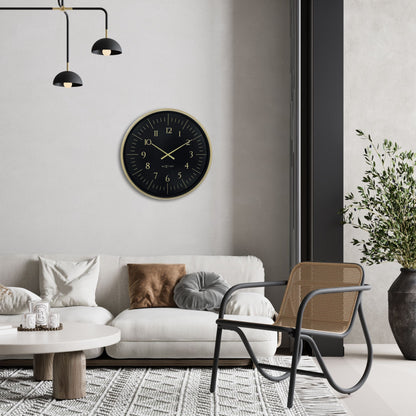 Large black and white NeXtime Galaxy wall clock, 77cm plastic design with a modern cosmic pattern.