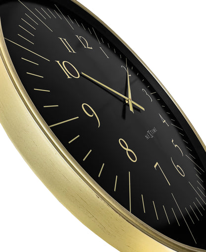 Large black and white plastic wall clock from NeXtime Galaxy Large series, 77cm diameter with a modern design.