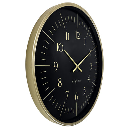 Large black and white NeXtime Galaxy wall clock, 77cm plastic design, showing the clock face with sleek modern style.