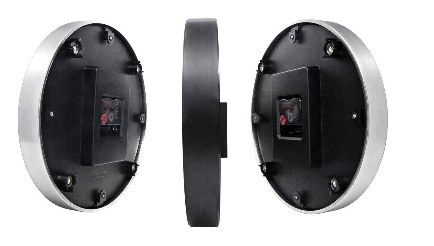 Wall clock 32.3x28x10cm-Silent-White & Black-Aluminium-NeXtime 'Double'