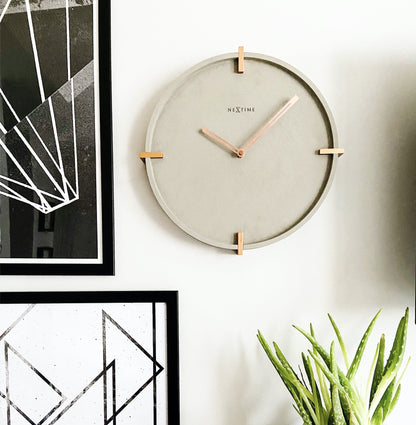 NeXtime Clocks Mohawk Wall clock, 32cm round concrete design with minimalist modern style.