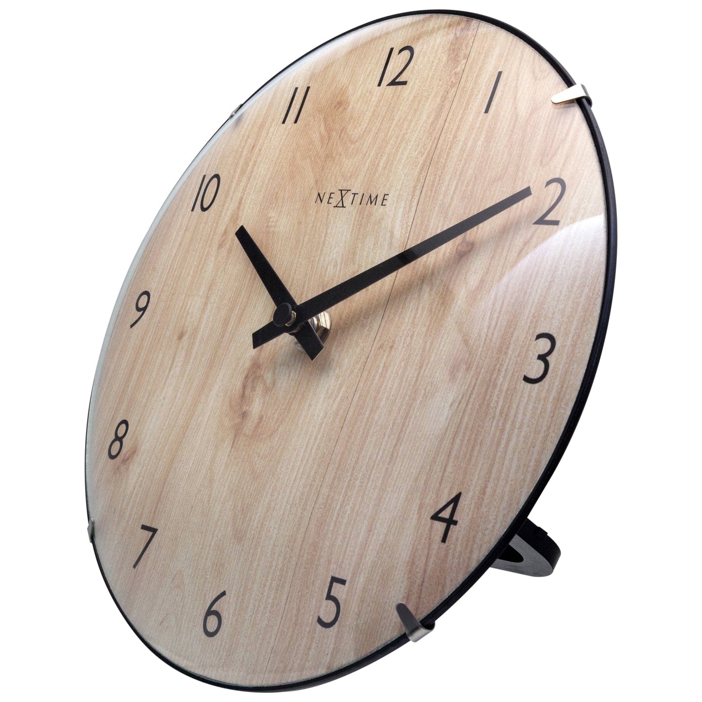 Table/Wall clock 20cm - Domed glass lens - Silent - Light Wood color - Glass - "Edge Wood Mini"