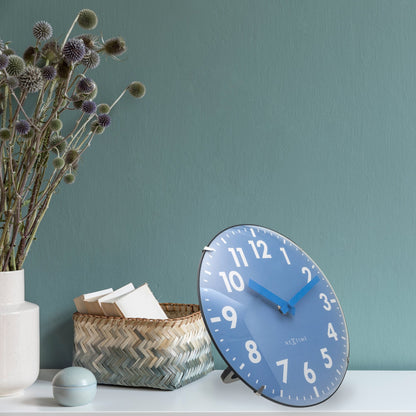 NeXtime Duomo Mini wall or table clock with 20cm glass dome lens, silent mechanism, black finish, modern design.