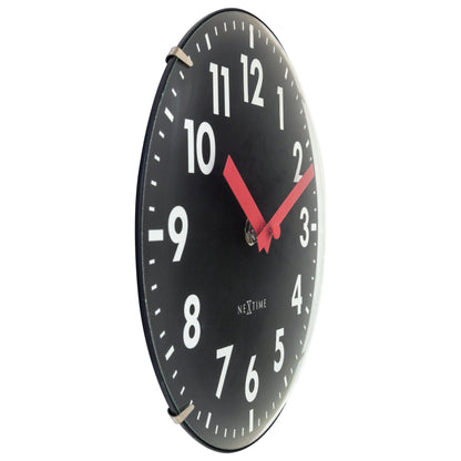NeXtime Duomo Mini wall or table clock with 20cm diameter, domed glass lens, silent movement, and stylish glass design.
