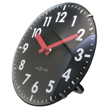 NeXtime Duomo Mini table or wall clock with 20cm diameter, domed glass lens, silent movement, and modern design.