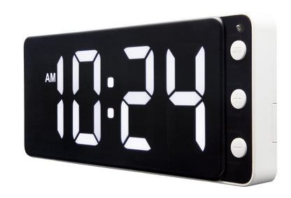 NeXtime digital white table and wall clock with LED display, measuring 27.2x10.8x3cm, made of ABS plastic.