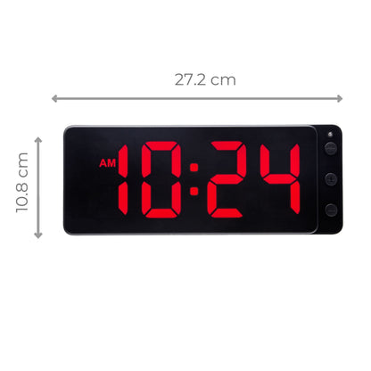 NeXtime digital LED table and wall clock, 27.2x10.8x3cm, red display, made of ABS material, modern timekeeping device