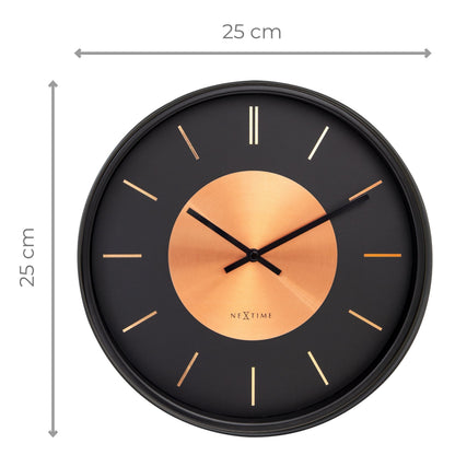 NeXtime Retro II wall clock, 25cm diameter, silent metal design with a vintage-inspired look.