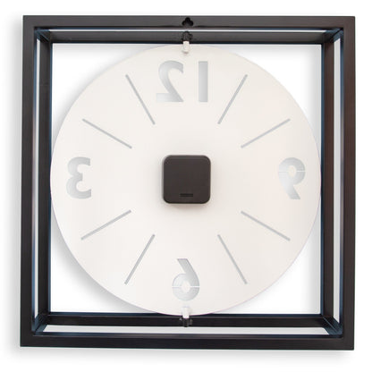 Table / Wall clock 40 x 40 x 9.5 cm - Metal - Black / White - NeXtime 'Time Frame'