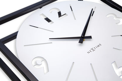 Table / Wall clock 40 x 40 x 9.5 cm - Metal - Black / White - NeXtime 'Time Frame'