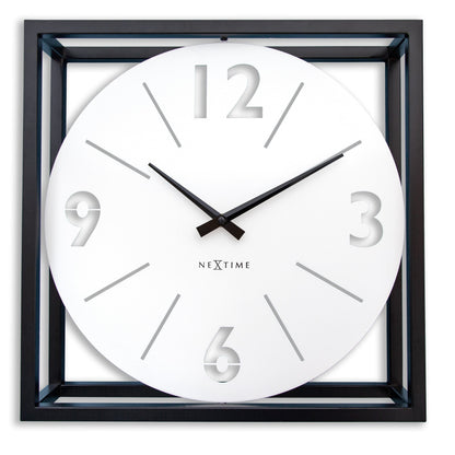 Table / Wall clock 40 x 40 x 9.5 cm - Metal - Black / White - NeXtime 'Time Frame'