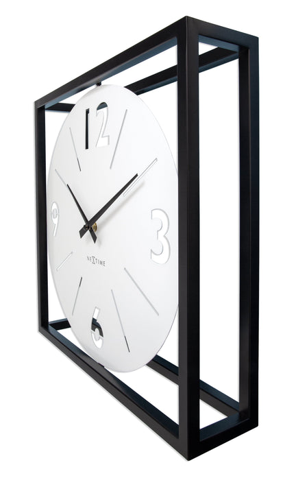 Table / Wall clock 40 x 40 x 9.5 cm - Metal - Black / White - NeXtime 'Time Frame'