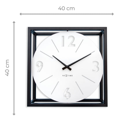 Table / Wall clock 40 x 40 x 9.5 cm - Metal - Black / White - NeXtime 'Time Frame'