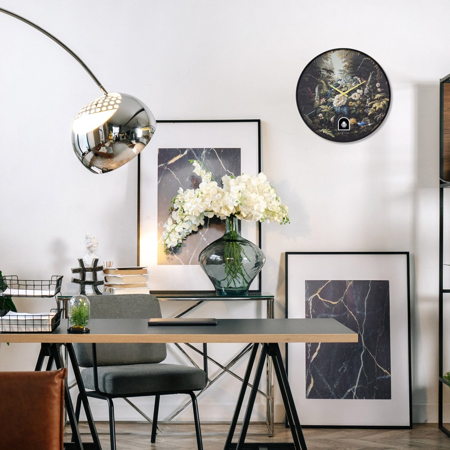 Wall clock 30cmØ - Plastic - Black - Cuckoo - NeXtime 'Vanity Cuckoo'